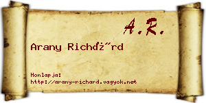 Arany Richárd névjegykártya