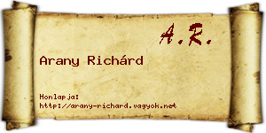 Arany Richárd névjegykártya